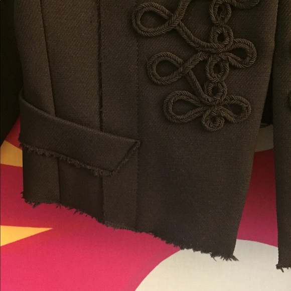 Zara NWT Military Crop Jacket Black/Navy Raw Hem L - Picture 5 of 8